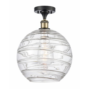 Athens Deco Swirl - 1 Light Semi-Flush Mount In Industrial Style-17 Inches Tall and 12 Inches Wide - 1289444