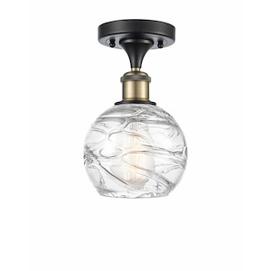Athens Deco Swirl - 1 Light Semi-Flush Mount In Industrial Style-11 Inches Tall and 6 Inches Wide - 1289457