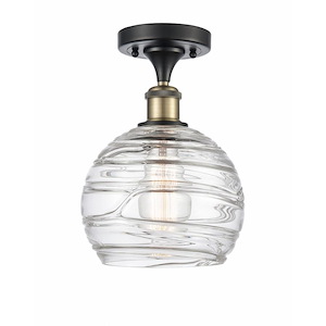 Athens Deco Swirl - 1 Light Semi-Flush Mount In Industrial Style-13 Inches Tall and 8 Inches Wide - 1289425