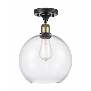 Athens - 1 Light Semi-Flush Mount In Industrial Style-15 Inches Tall and 10 Inches Wide