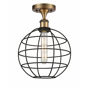 Lake Placid - 1 Light Semi-Flush Mount In Industrial Style-15 Inches Tall and 9.5 Inches Wide