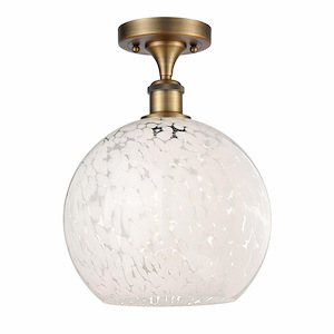 White Mouchette - 1 Light Semi-Flush Mount In Modern Style-13 Inches Tall and 10 Inches Wide