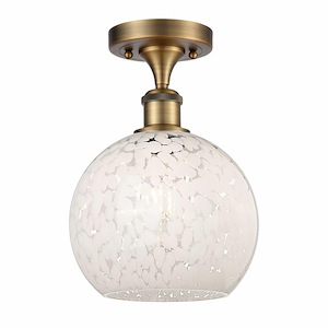 White Mouchette - 1 Light Semi-Flush Mount In Modern Style-11.25 Inches Tall and 8 Inches Wide - 1329960