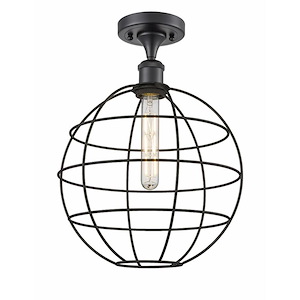 Lake Placid - 1 Light Semi-Flush Mount In Industrial Style-16.5 Inches Tall and 12 Inches Wide