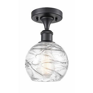 Athens Deco Swirl - 1 Light Semi-Flush Mount In Industrial Style-11 Inches Tall and 6 Inches Wide