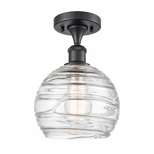 Ballston - 1 Light Athens Deco Swirl Semi-Flush Mount In IndustrialStyle-13 Inches Tall and 8 Inches Wide