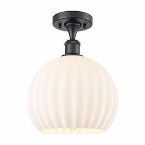 White Venetian - 1 Light Semi-Flush Mount In Modern Style-13 Inches Tall and 10 Inches Wide