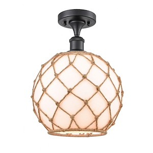 Farmhouse Rope - 1 Light Semi-Flush Mount In Industrial Style-15 Inches Tall and 10 Inches Wide - 1289482