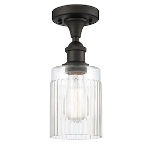 Ballston - 1 Light Hadley Semi-Flush Mount In Art NouveauStyle-13 Inches Tall and 4.5 Inches Wide