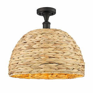 Woven Ratan - 1 Light Semi-Flush Mount In Farmhouse Style-15 Inches Tall and 15.75 Inches Wide