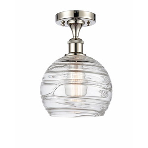 Athens Deco Swirl - 1 Light Semi-Flush Mount In Industrial Style-13 Inches Tall and 8 Inches Wide