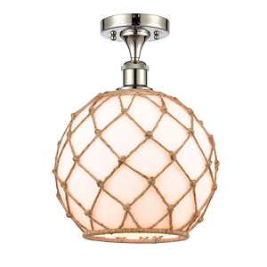 Farmhouse Rope - 1 Light Semi-Flush Mount In Industrial Style-15 Inches Tall and 10 Inches Wide