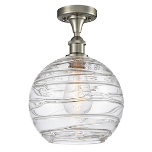 Athens Deco Swirl - 1 Light Semi-Flush Mount In Industrial Style-15 Inches Tall and 10 Inches Wide