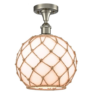 Farmhouse Rope - 1 Light Semi-Flush Mount In Industrial Style-15 Inches Tall and 10 Inches Wide