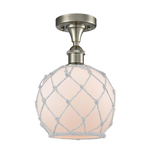 Farmhouse Rope - 1 Light Semi-Flush Mount-11.25 Inch Tall and 8 Inch Wide - 1387648