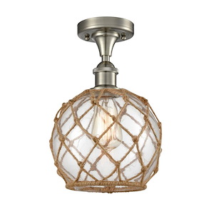 Farmhouse Rope - 100W 1 LED Semi-Flush Mount-11.25 Inch Tall and 8 Inch Wide - 1428374