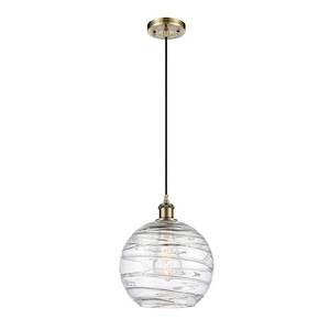 Athens Deco Swirl - 1 Light Cord Hung Mini Pendant-11.63 Inch Tall and 10 Inch Wide - 1274016