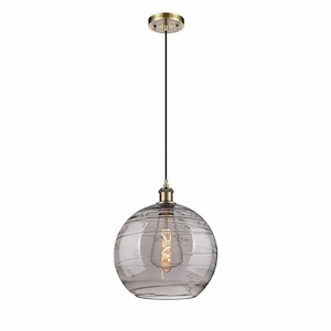 Athens Deco Swirl - 1 Light Cord Hung Mini Pendant-13.38 Inch Tall and 12 Inch Wide - 1115694