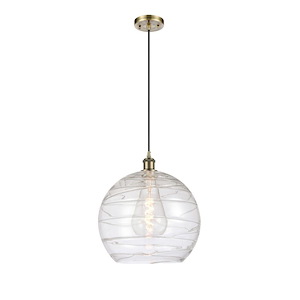 Athens Deco Swirl - 1 Light Cord Hung Mini Pendant-15.13 Inch Tall and 13.75 Inch Wide - 1297690