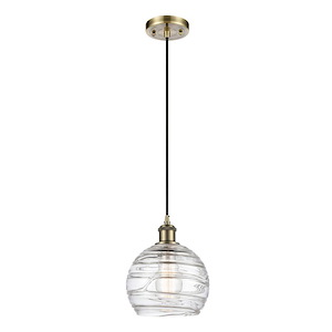 Athens Deco Swirl - 1 Light Cord Hung Mini Pendant-9.88 Inch Tall and 8 Inch Wide - 1115696
