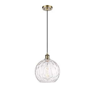 Athens Water Glass - 1 Light Cord Hung Mini Pendant-11.75 Inch Tall and 10 Inch Wide - 1297578