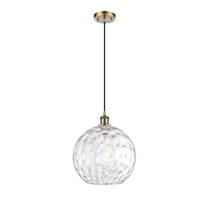 Athens Water Glass - 1 Light Cord Hung Mini Pendant-13.5 Inch Tall and 12 Inch Wide - 1297650