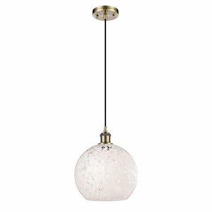 White Mouchette - 1 Light Cord Hung Mini Pendant In Modern Style-11.75 Inches Tall and 10 Inches Wide - 1329957
