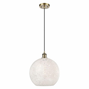 White Mouchette - 1 Light Cord Hung Pendant In Modern Style-13.5 Inches Tall and 12 Inches Wide
