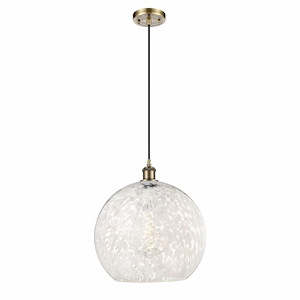 White Mouchette - 1 Light Cord Hung Pendant In Modern Style-16.63 Inches Tall and 13.75 Inches Wide