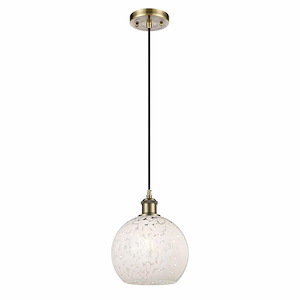 White Mouchette - 1 Light Cord Hung Mini Pendant In Modern Style-10 Inches Tall and 8 Inches Wide - 1329964