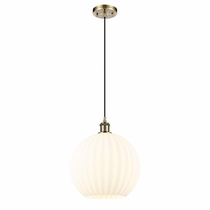 White Venetian - 1 Light Cord Hung Pendant In Modern Style-13.5 Inches Tall and 12 Inches Wide