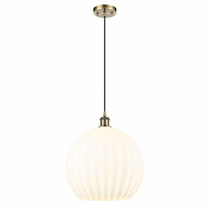 White Venetian - 1 Light Cord Hung Pendant In Modern Style-16.63 Inches Tall and 13.75 Inches Wide