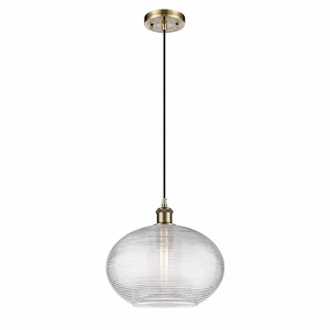 Ithaca - 1 Light Cord Hung Mini Pendant In Industrial Style-10.75 Inches Tall and 12 Inches Wide - 1330005