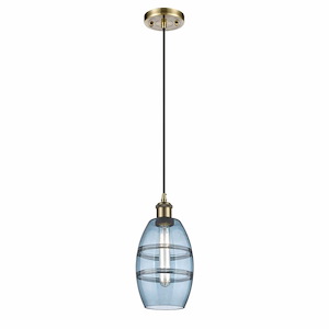 Vaz - 1 Light Cord Hung Mini Pendant In Industrial Style-8.13 Inches Tall and 5.88 Inches Wide