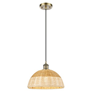 Bristol Natural II - 1 Light Cord Hung Mini Pendant-9 Inch Tall and 11.75 Inch Wide - 1387696
