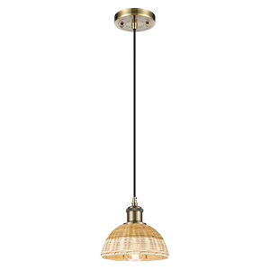 Bristol Natural II - 1 Light Cord Hung Mini Pendant-6.75 Inch Tall and 7.5 Inch Wide - 1387667