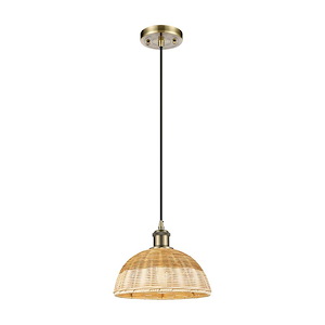 Bristol Natural II - 1 Light Cord Hung Mini Pendant-7.5 Inch Tall and 9 Inch Wide - 1387674