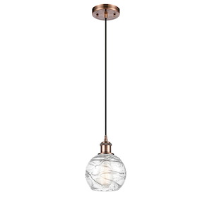 Athens Deco Swirl - 1 Light Cord Hung Mini Pendant-8.13 Inch Tall and 5.88 Inch Wide - 1115695