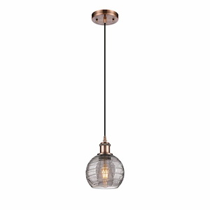 Athens Deco Swirl - 1 Light Cord Hung Mini Pendant-8.13 Inch Tall and 5.88 Inch Wide - 1115695