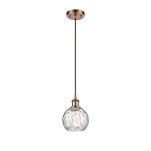 Athens Water Glass - 1 Light Cord Hung Mini Pendant-8 Inch Tall and 6 Inch Wide - 1297725