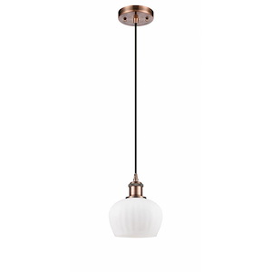 Fenton - 1 Light Cord Hung Mini Pendant In Industrial Style-7.5 Inches Tall and 6.5 Inches Wide