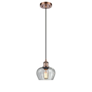 Fenton - 100W 1 LED Cord Hung Mini Pendant-7.5 Inch Tall and 6.5 Inch Wide - 1424577