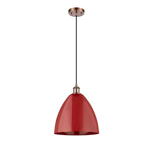 Plymouth Dome - 1 Light Cord Hung Mini Pendant In Industrial Style-14.75 Inches Tall and 12 Inches Wide - 1289500