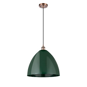 Plymouth Dome - 1 Light Cord Hung Mini Pendant In Industrial Style-18.75 Inches Tall and 16 Inches Wide - 1289468