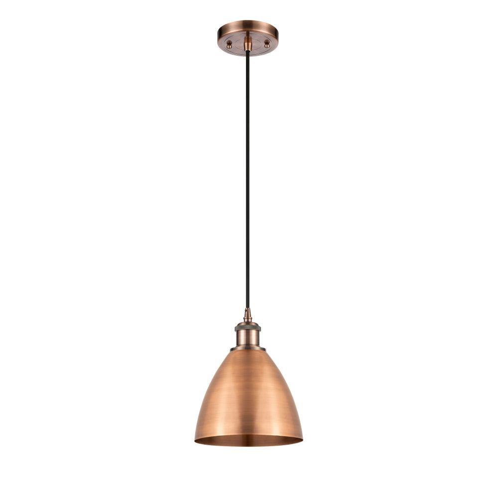 Innovations Lighting 516-1P-AC-MBD-75-AC-LED Bristol - 100W 1 LED Cord hung Dome Mini Pendant-9.5 Inch Tall and 7.5 Inch Wide