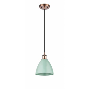 Plymouth Dome - 1 Light Cord Hung Mini Pendant In Industrial Style-11.25 Inches Tall and 7.5 Inches Wide