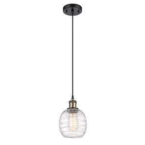 Belfast - 1 Light Cord Hung Mini Pendant In Industrial Style-9 Inches Tall and 6 Inches Wide