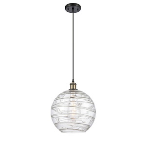 Athens Deco Swirl - 1 Light Cord Hung Mini Pendant-13.38 Inch Tall and 12 Inch Wide - 1115694