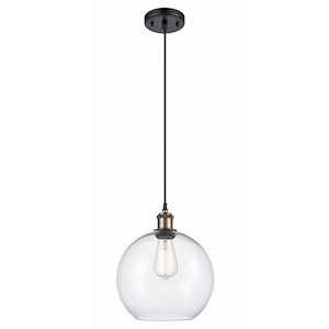 Athens - 1 Light Cord Hung Mini Pendant In Industrial Style-13 Inches Tall and 10 Inches Wide