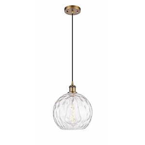 Athens Water Glass - 1 Light Cord Mini Pendant In Industrial Style-13 Inches Tall and 10 Inches Wide